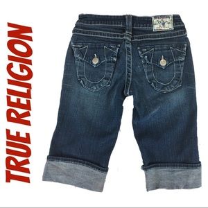 True Religion Capri Denim shorts Size 25